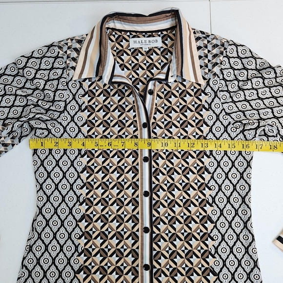 Hale Bob Long Sleeve Button Down Contemporary Luxury Top XS - Picture 9 of 10
